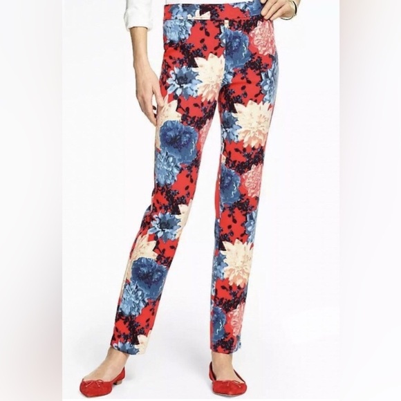 Talbots Chatham Red Floral Trousers - Picture 1 of 8